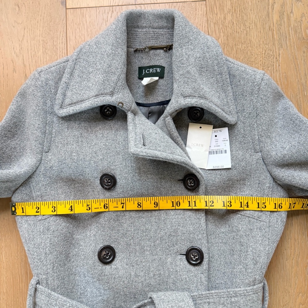 J. Crew Boulevard Wool Stadium-Cloth Trench Coat - Sz 0 - Picture 9 of 12